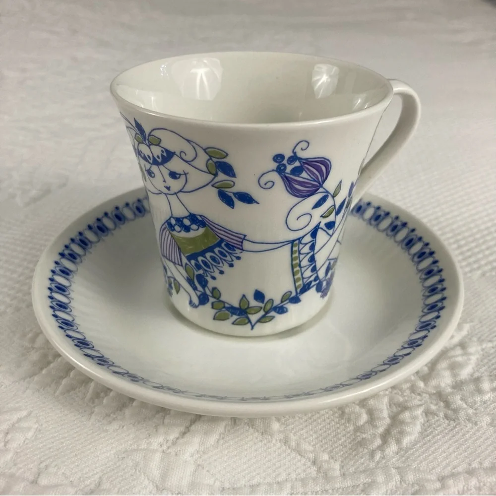 vintage Figgjo Flint Turi-Design 'Lotte' cup and saucer Norway hand painted MCM
